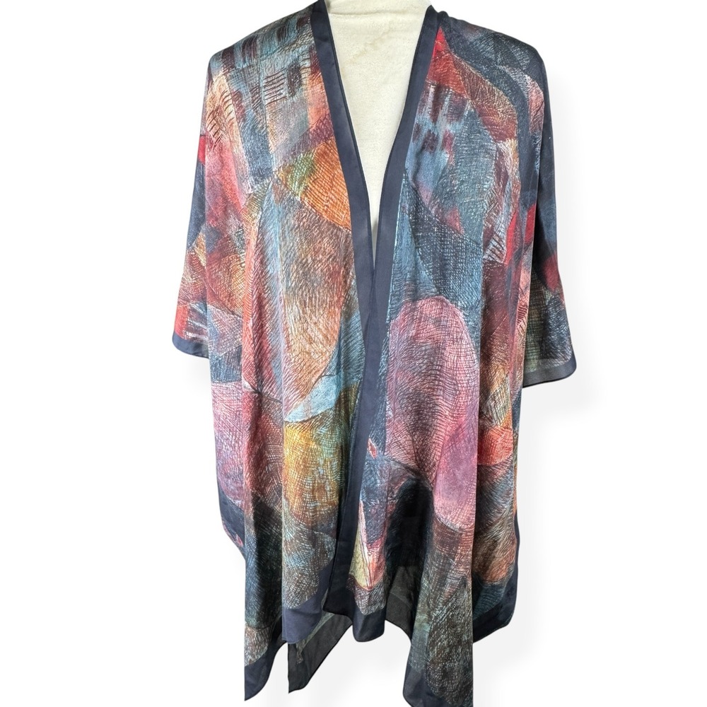 Cocoon House 100% Silk Handmade Kimono Cardigan OSFA Artsy Boho Art to Wear
